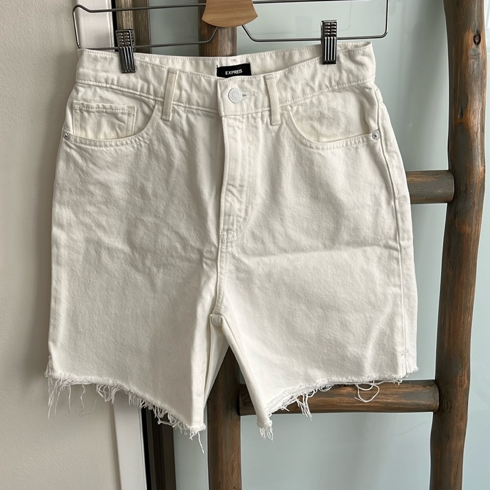 White high waisted jean shorts